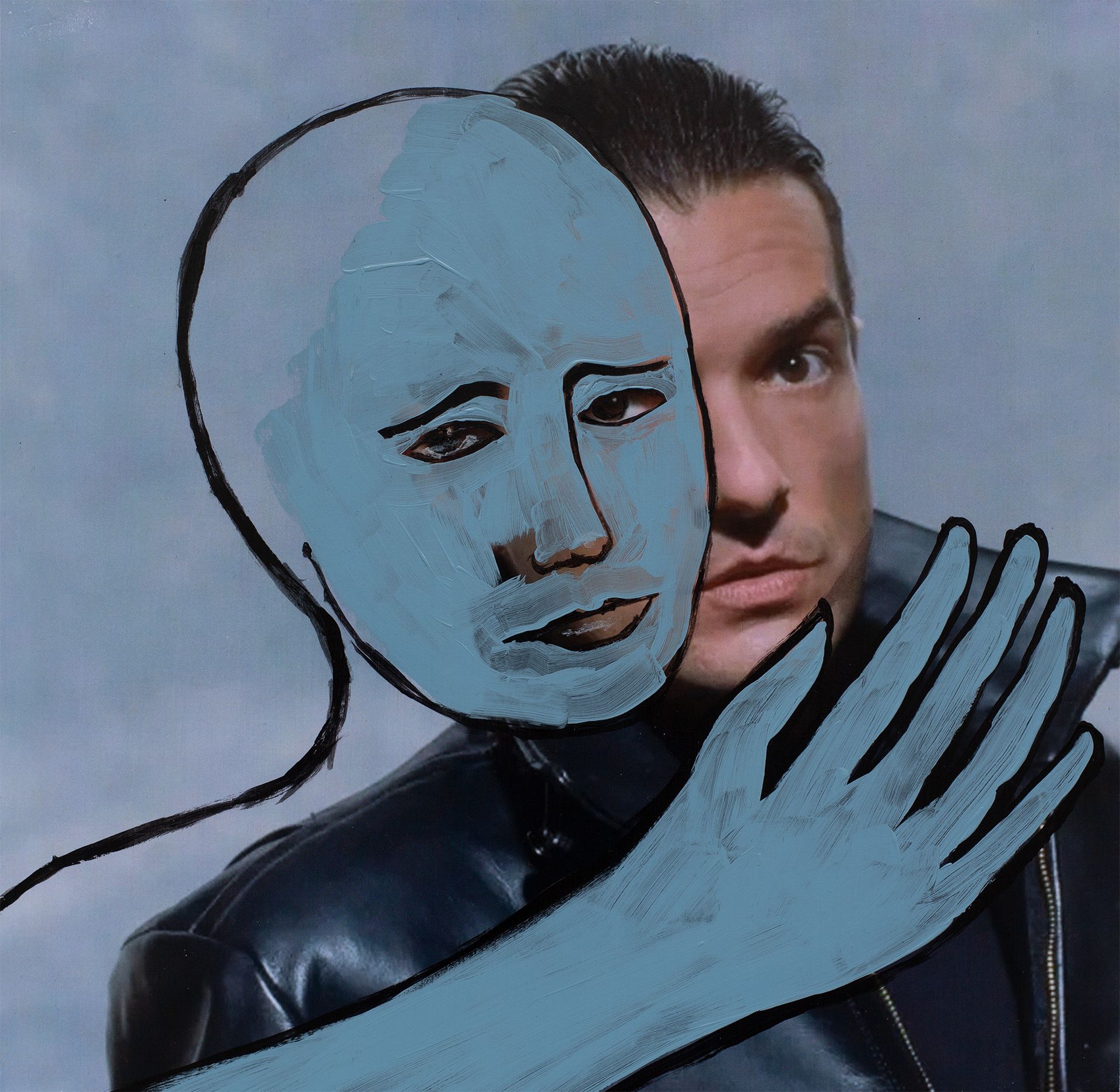 „Ghost Rider No. 46“ (Falco, aka Johann Hölzel, Austrian musician, 2nd of 4 different unique versions) by Sebastian Bieniek, 2023. Acryl on board, 31 cm. x 31,5 cm. From the „Ghost Rider No. 46“ (Falco, aka Johann Hölzel, Austrian musician, 2nd of 4 different unique versions) by Sebastian Bieniek, 2023. Acryl on board, 31 cm. x 31,5 cm. From the