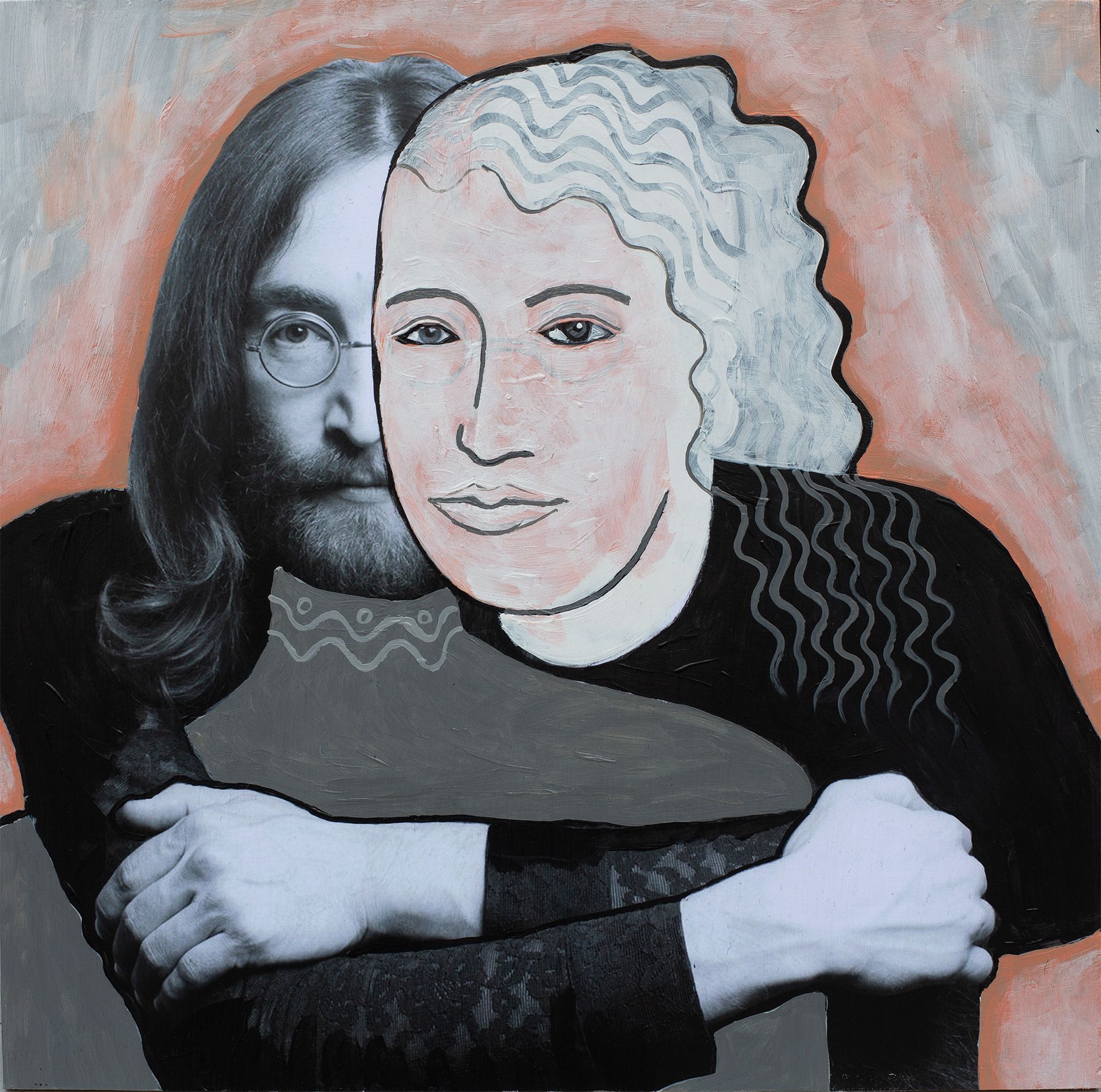 „Ghost Rider No. 47“ (John Lennon, 3rd of 4 different unique versions) by Sebastian Bieniek, 2023. Acryl on board, 31 cm. x 31,5 cm. From the 58, 58 icons, art, artwork, 58 icons club, the 58 icons club, 58 ikonen club, club 58, 27 club, club 27, Kunst, artwork, Kunst, Künstler, artist, 58 painting, buy, auction, available, preis, prize, members, gallery, exhibition, book, ghost, angel, pleiadian king, ghost rider art,