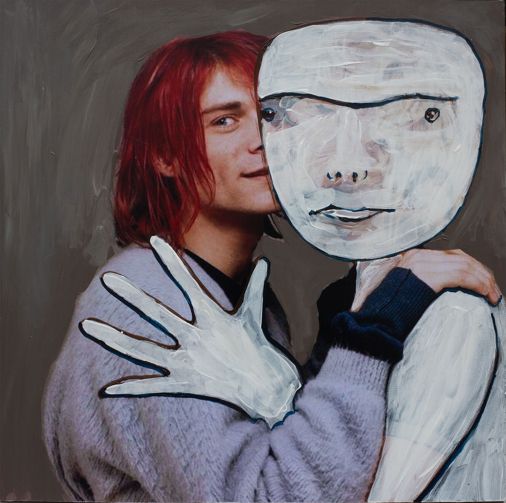 „Ghost Rider No. 50“ (Kurt Cobain, 2nd of 4 different unique versions) by Sebastian Bieniek, 2023. Acryl on board, 31 cm. x 31,5 cm. From the 58, 58 icons, art, artwork, 58 icons club, the 58 icons club, 58 ikonen club, club 58, 27 club, club 27, Kunst, artwork, Kunst, Künstler, artist, 58 painting, buy, auction, available, preis, prize, members, gallery, exhibition, book, ghost, angel, pleiadian king, ghost rider art,