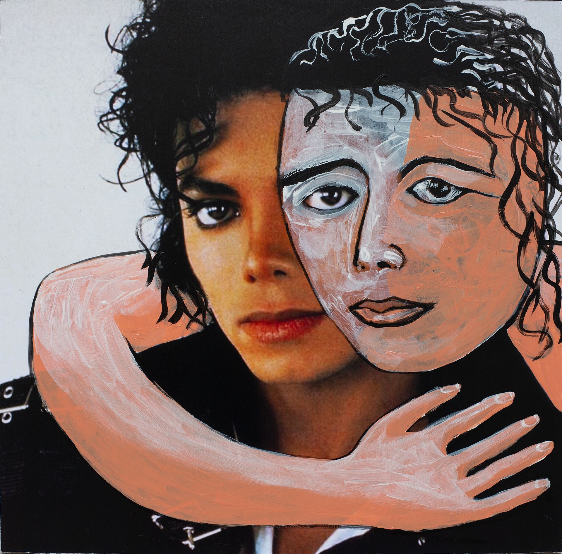 „Ghost Rider No. 52“ (Michael Jackson, 2nd of 4 different unique versions) by Sebastian Bieniek, 2023. Acryl on board, 31 cm. x 31,5 cm. From the 58, 58 icons, art, artwork, 58 icons club, the 58 icons club, 58 ikonen club, club 58, 27 club, club 27, Kunst, artwork, Kunst, Künstler, artist, 58 painting, buy, auction, available, preis, prize, members, gallery, exhibition, book, ghost, angel, pleiadian king, ghost rider art,