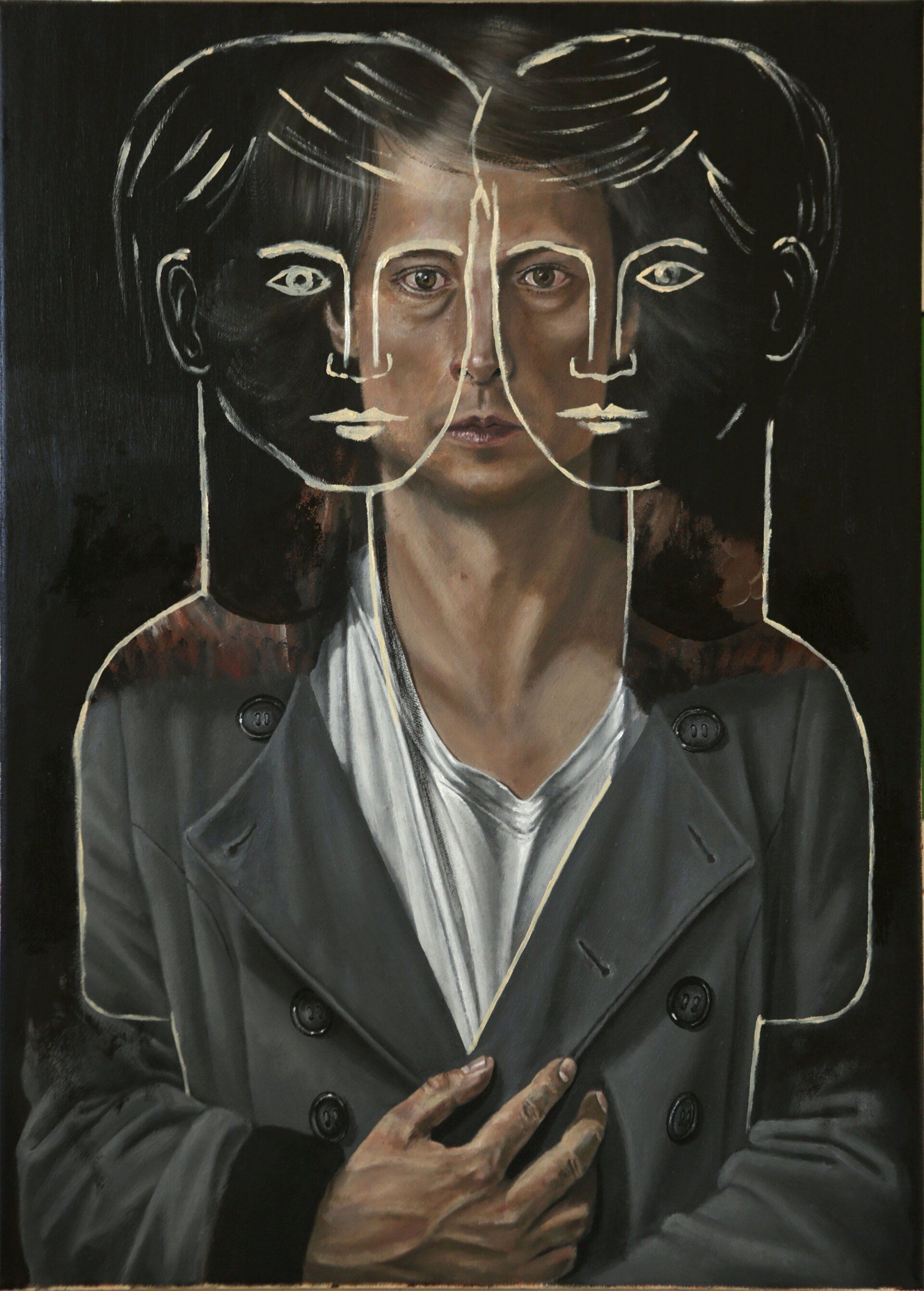 Two-Faced No. 5“ by Sebastian Bieniek (B1EN1EK), 2014. Oil on canvas, 70 cm. x 50 cm. From the oeuvre of Bieniekface painting. Two-Faced No. 5“ by Sebastian Bieniek (B1EN1EK), 2014. Oil on canvas, 70 cm. x 50 cm. From the oeuvre of Bieniekface painting.