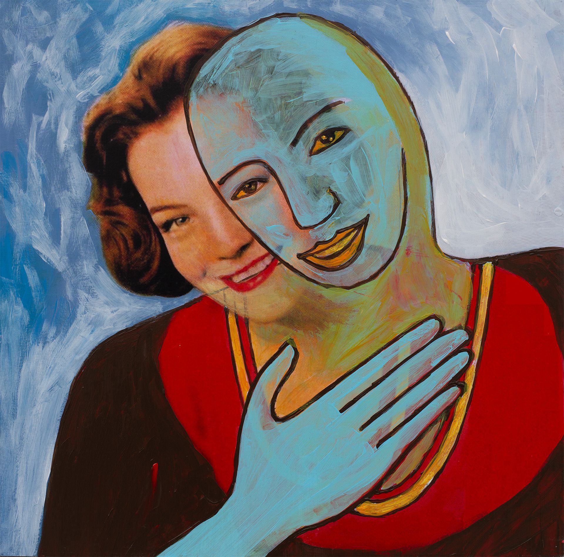 „Ghost Rider No. 55“ (Romy Schneider, 2nd of 4 different unique versions) by Sebastian Bieniek, 2023. Acryl on board, 31 cm. x 31,5 cm. From the 58, 58 icons, art, artwork, 58 icons club, the 58 icons club, 58 ikonen club, club 58, 27 club, club 27, Kunst, artwork, Kunst, Künstler, artist, 58 painting, buy, auction, available, preis, prize, members, gallery, exhibition, book, ghost, angel, pleiadian king, ghost rider art,