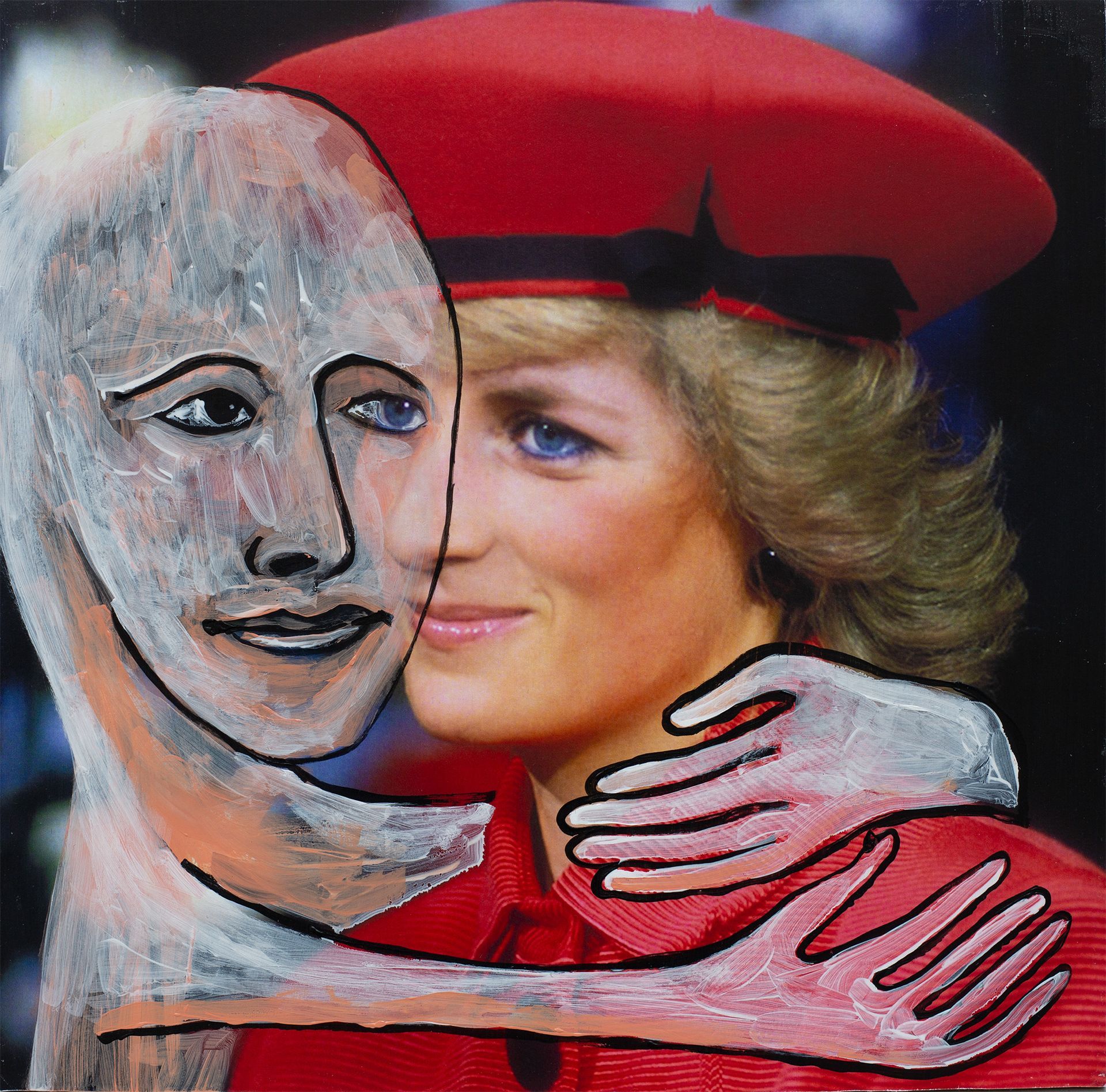 „Ghost Rider No. 56“ (Princess Diana / Lady Diana / Diana Spencer - Princess of Wales, 2nd of 4 different unique versions) by Sebastian Bieniek, 2023. Acryl on board, 31 cm. x 31,5 cm. From the 58, 58 icons, art, artwork, 58 icons club, the 58 icons club, 58 ikonen club, club 58, 27 club, club 27, Kunst, artwork, Kunst, Künstler, artist, 58 painting, buy, auction, available, preis, prize, members, gallery, exhibition, book, ghost, angel, pleiadian king, ghost rider art,
