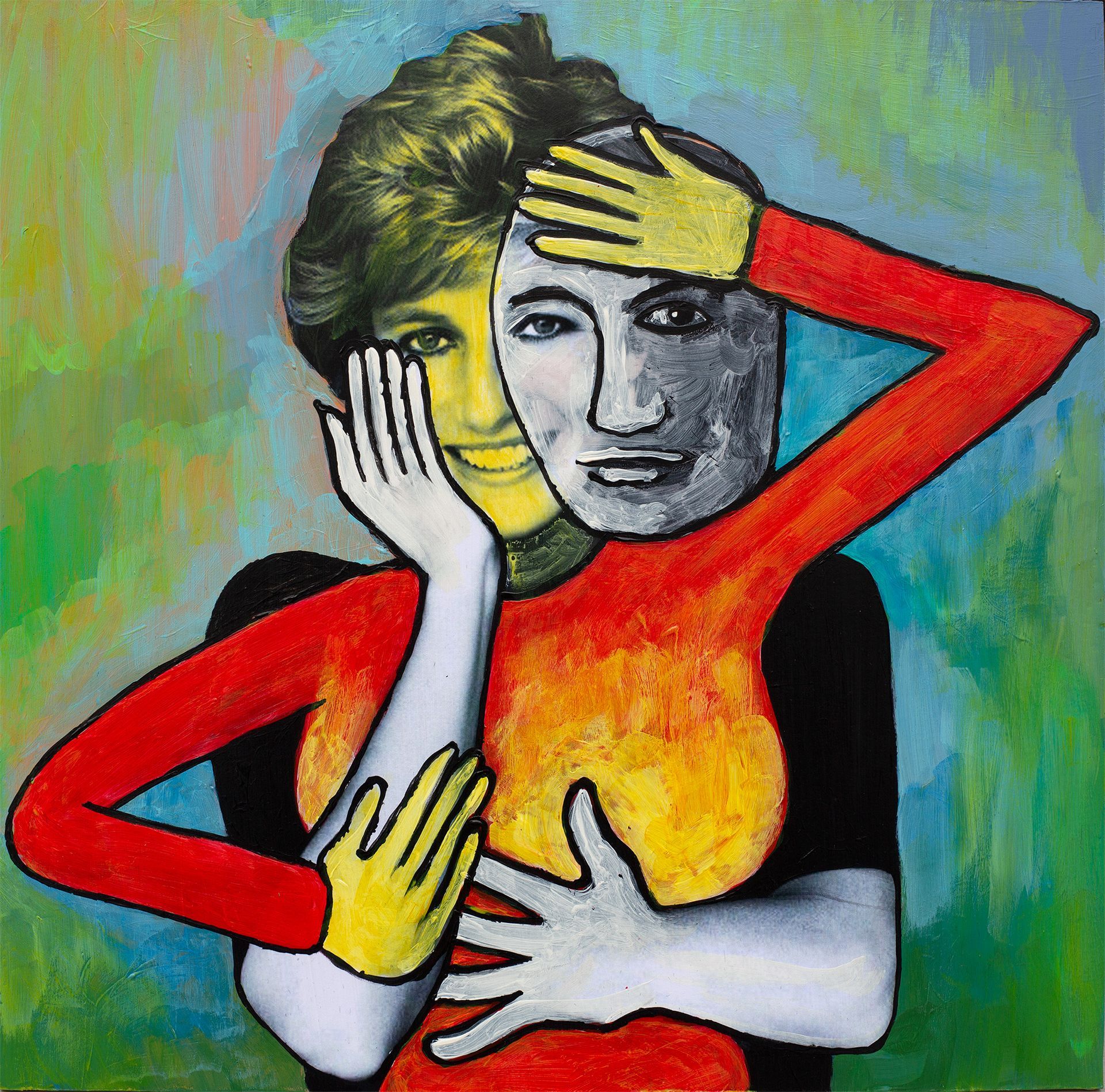 „Ghost Rider No. 61“ (Lady Diana, 3rd of 4 different unique versions) by Sebastian Bieniek, 2023. Acryl on board, 31 cm. x 31,5 cm. From the „Ghost Rider No. 61“ (Lady Diana, 3rd of 4 different unique versions) by Sebastian Bieniek, 2023. Acryl on board, 31 cm. x 31,5 cm. From the