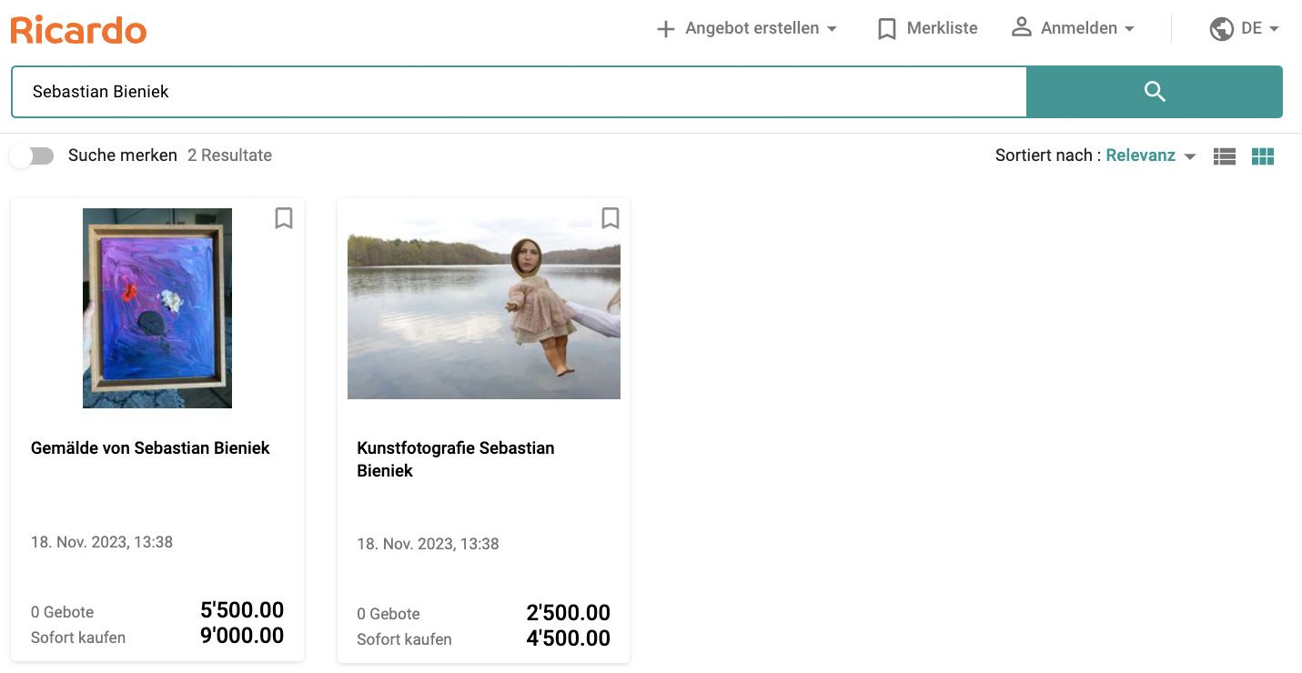 Buy Sebastian Bieniek on ricardo auction Buy Sebastian Bieniek on ricardo auction