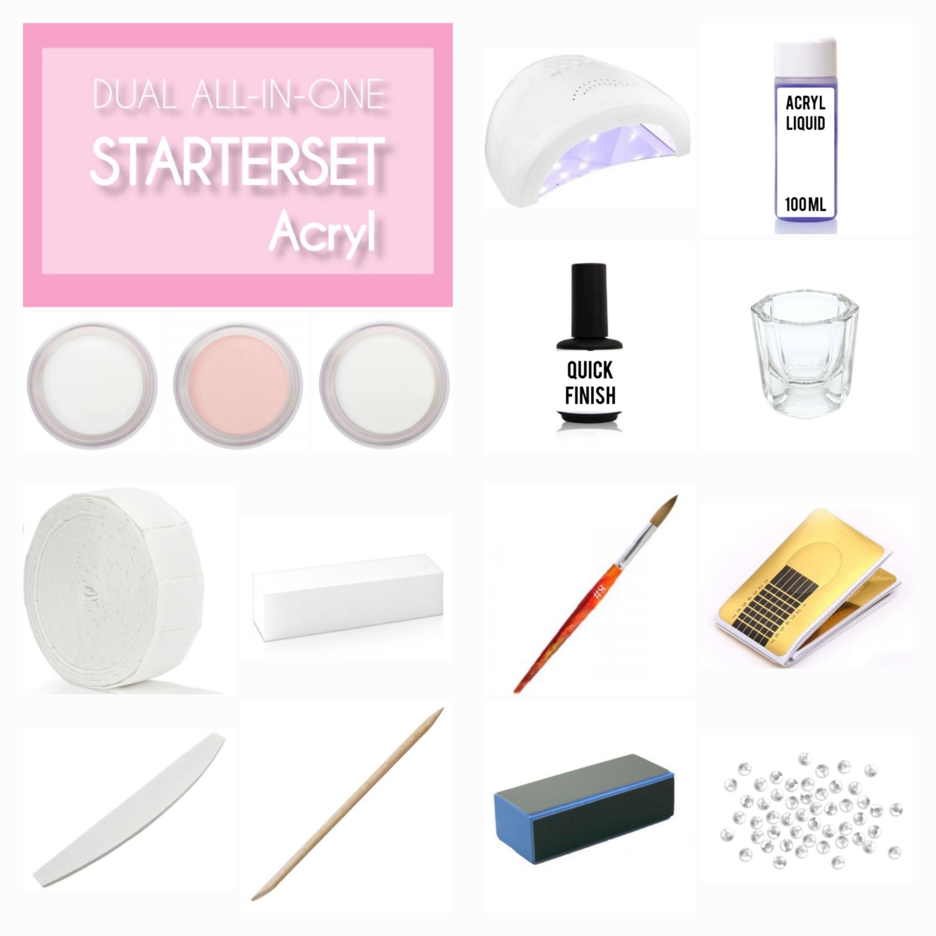 Starterset UV-Gel Acryl Gelnägel Acrylnägel selber machen, Nagelset DIY Nails, Shop Nagelzubehör, Nailstore