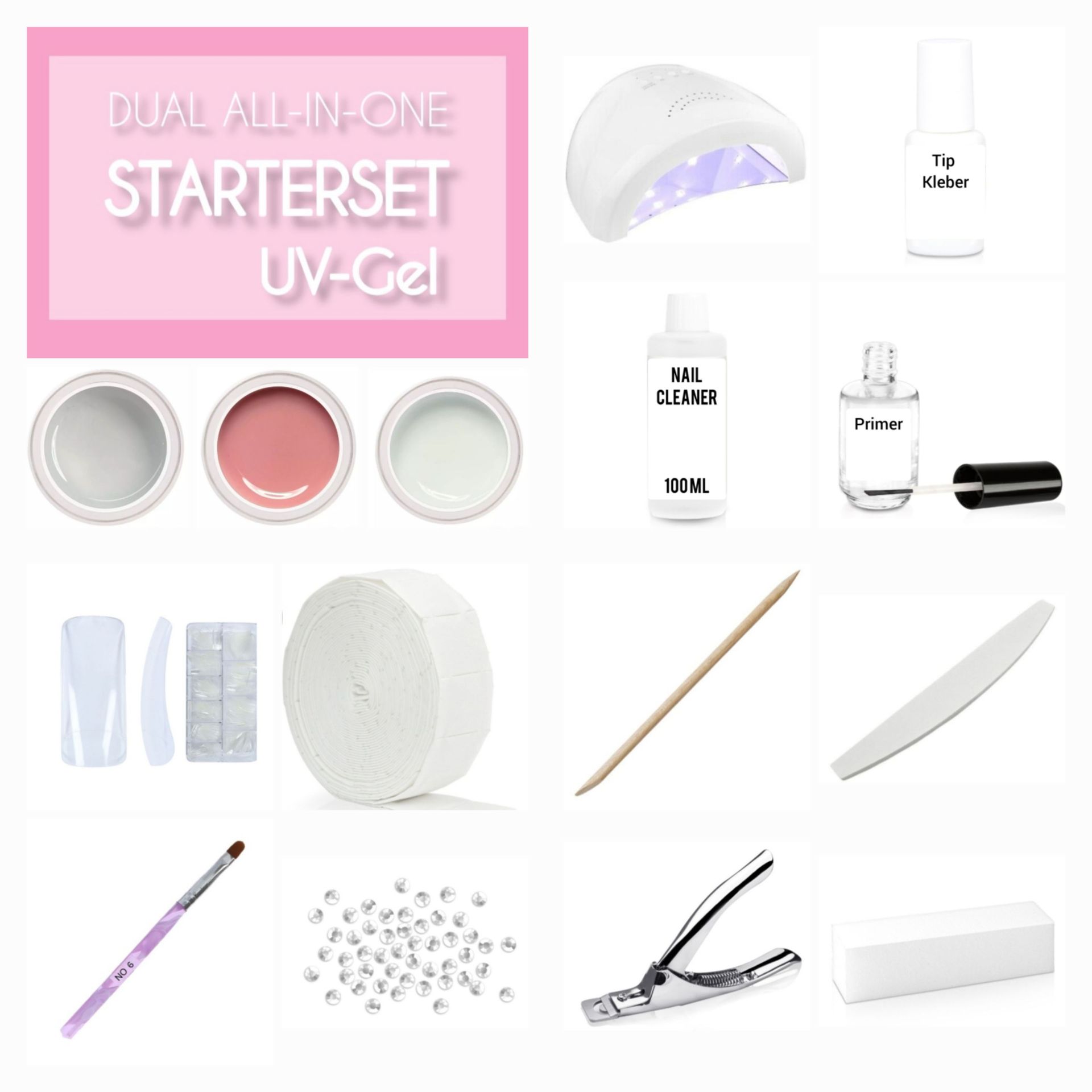 Starterset UV-Gel Acryl Gelnägel Acrylnägel selber machen, Nagelset DIY Nails, Shop Nagelzubehör, Nailstore
