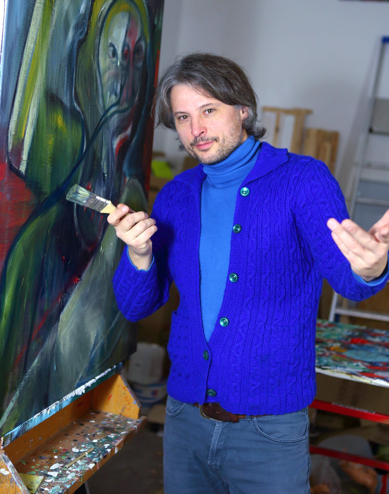 Sebastian Bieniek 2017 at his studio in Berlin. Sebastian Bieniek 2017 at his studio in Berlin.