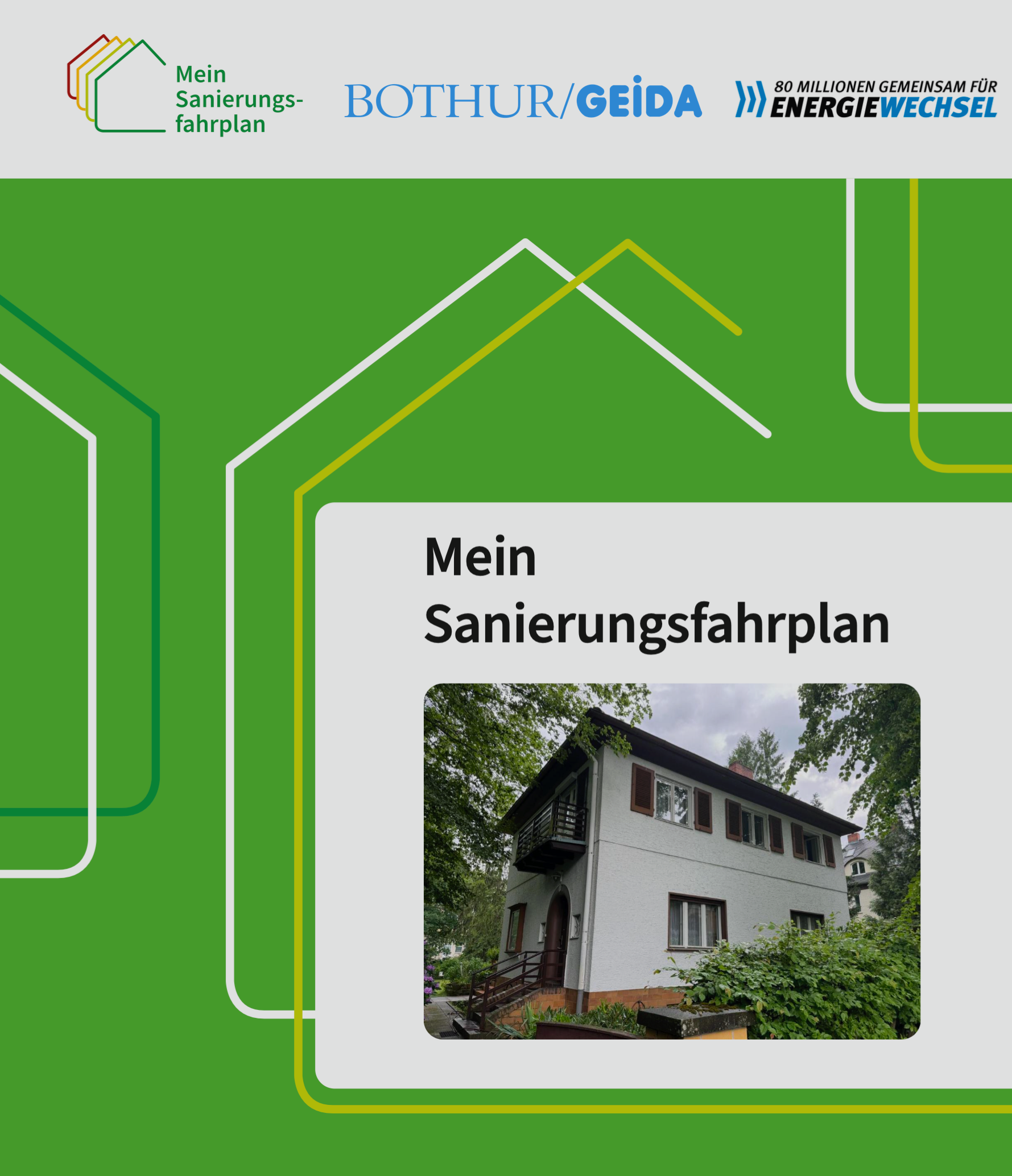 Die energetische Gebäudesanierung bei Wohngebäuden und Nichtwohngebäuden mit BAFA / KfW Zuschuss für Fassadendämmung, Wärmeschutzfenster und Austausch der Heizung startet mit dem individuellen Sanierungsfahrplan. GEIDA Projektentwicklung