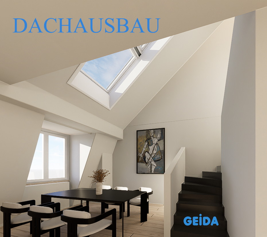 Visualisierung beim Dachausbau in Berlin Charlottenburg mit einer Wohnung über zwei Ebenen. GEIDA Projektentwicklung