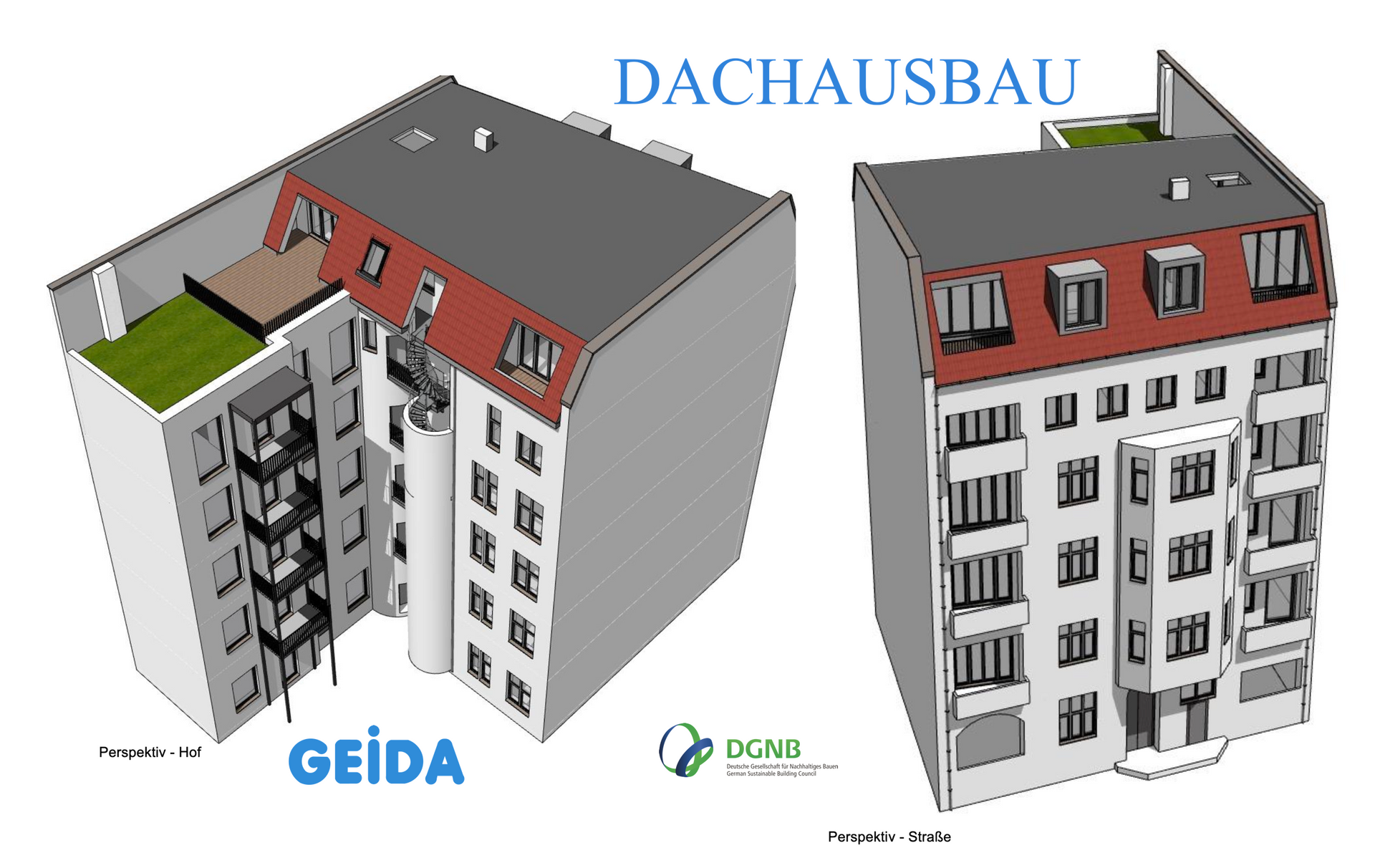 Wiederaufbau des Dachgeschosses in Berlin Charlottenburg mit 2 Wohnungen. GEIDA Projektentwicklung