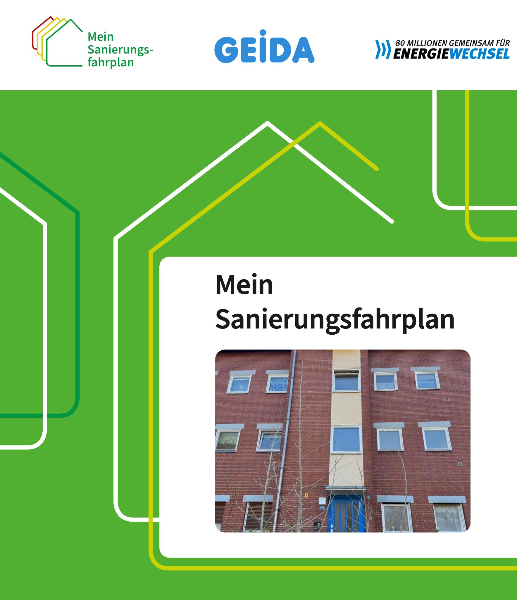 Die energetische Gebäudesanierung bei Wohngebäuden und Nichtwohngebäuden mit BAFA / KfW Zuschuss für Fassadendämmung, Wärmeschutzfenster und Austausch der Heizung startet mit dem individuellen Sanierungsfahrplan. GEIDA Projektentwicklung