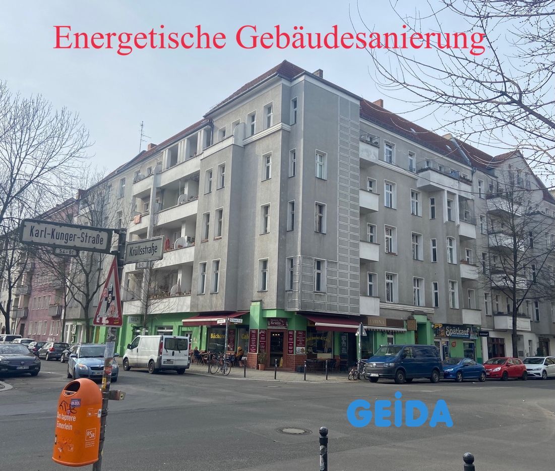 Energetische Gebäudesanierung eines Wohnhauses in Berlin Treptow mit BAFA / KfW Zuschuss für Fassadendämmung, Wärmeschutzfenster und Austausch der Heizung. GEIDA Projektentwicklung