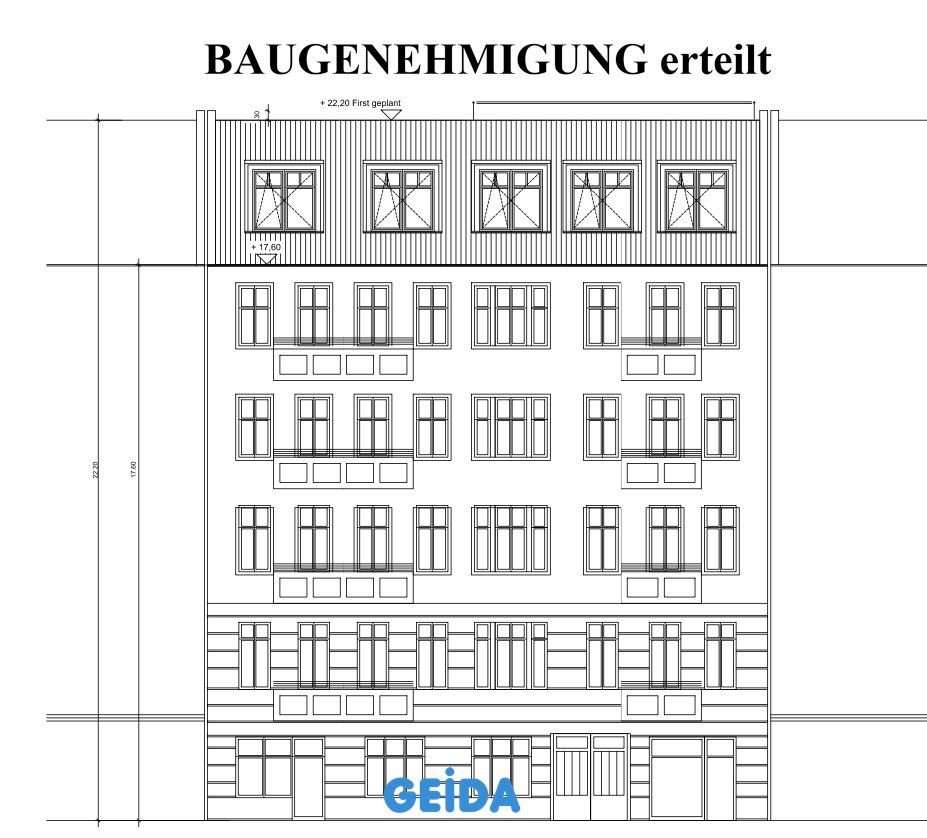 Die Baugenehmigung für den Dachausbau in Berlin Friedrichshain mit 2 Wohnungen und Außenaufzug ist erteilt. GEIDA Projektentwicklung