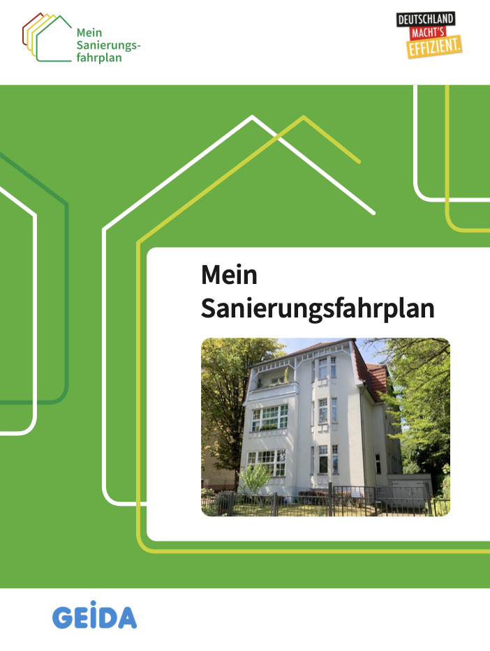 Die energetische Gebäudesanierung bei Wohngebäuden und Nichtwohngebäuden mit BAFA / KfW Zuschuss für Fassadendämmung, Wärmeschutzfenster und Austausch der Heizung startet mit dem individuellen Sanierungsfahrplan. GEIDA Projektentwicklung