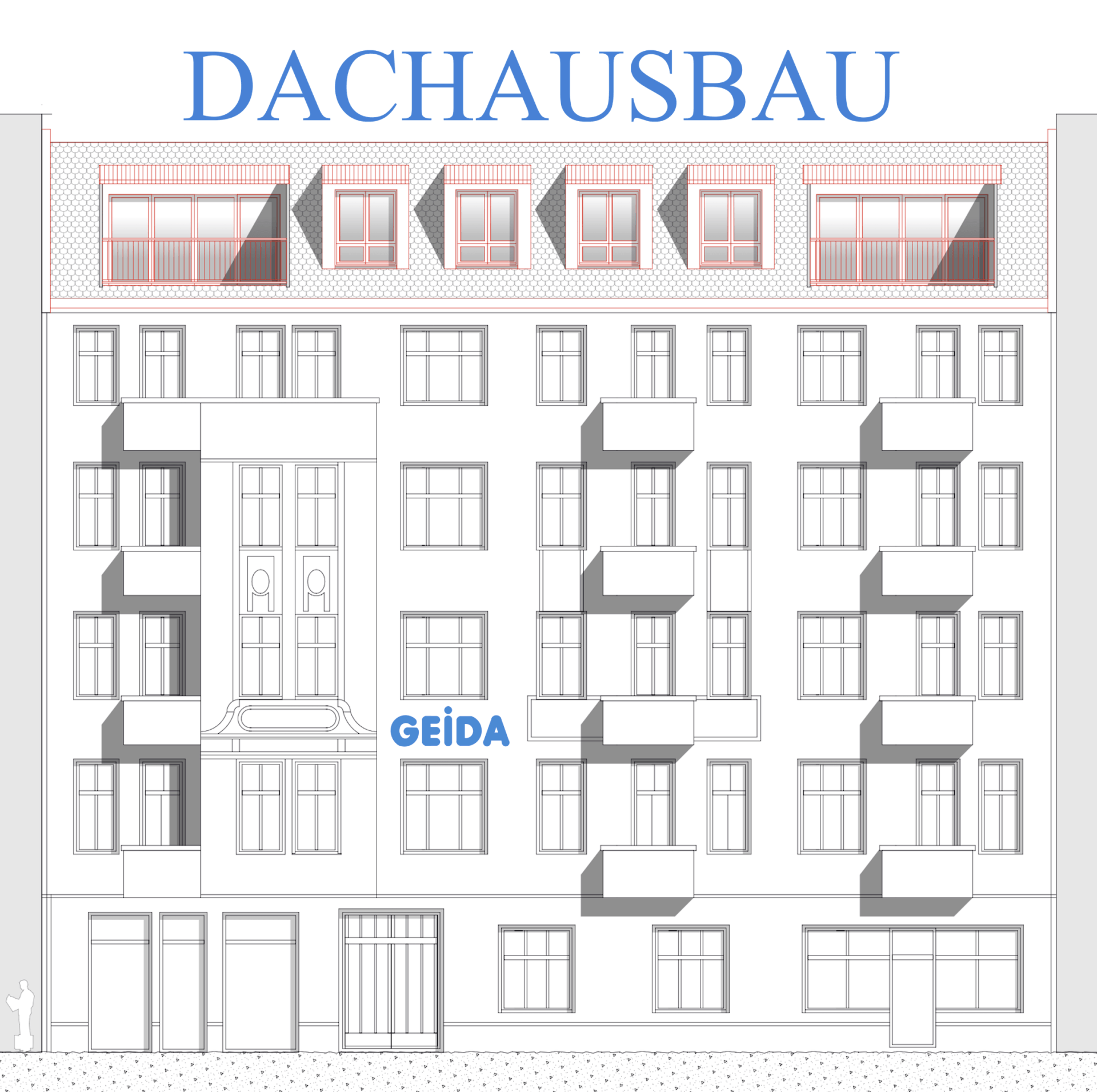 Dachausbau in Berlin Friedrichshain mit 4 Wohnungen und energetische Gebäudesanierung mit KfW-Darlehen im Förderprogramm * Effizienzhaus 55 * . GEIDA Projektentwicklung