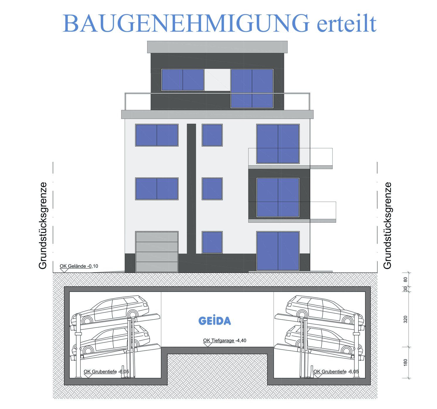 Die Baugenehmigung für ein Mehrfamilienhaus in Berlin Reinickendorf mit 6 Wohnungen, ein Penthouse und Tiefgarage ist erteilt. GEIDA Projektentwicklung