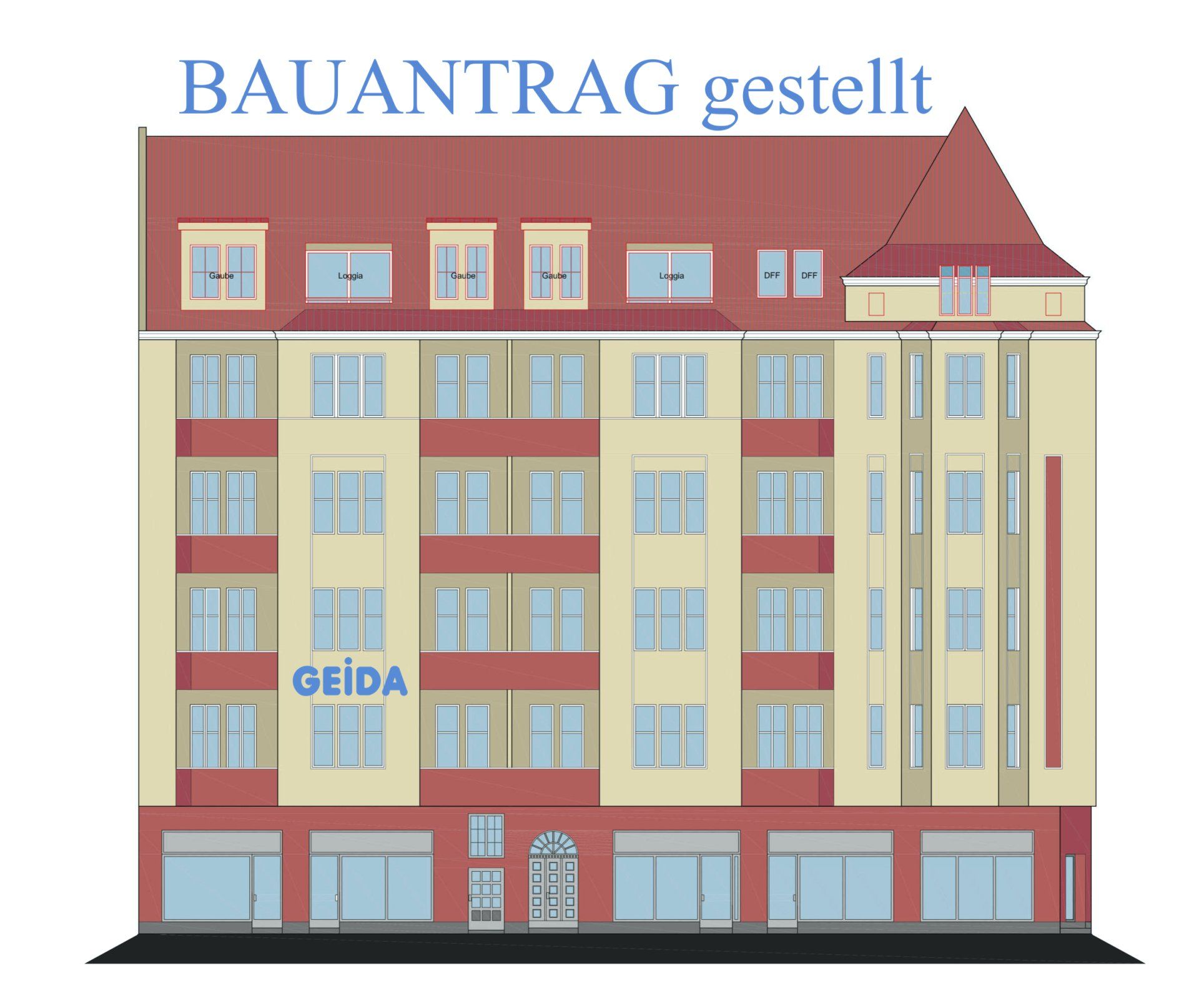Der Bauantrag für den Dachausbau in Berlin Tempelhof mit 4 Wohnungen ist gestellt. GEIDA Projektentwicklung
