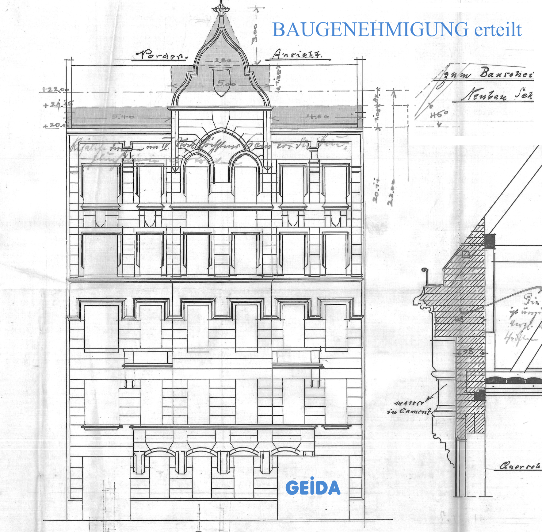 Die Baugenehmigung für den Dachausbau in Berlin Charlottenburg mit 3 Wohnungen und Außenaufzug ist erteilt. GEIDA Projektentwicklung
