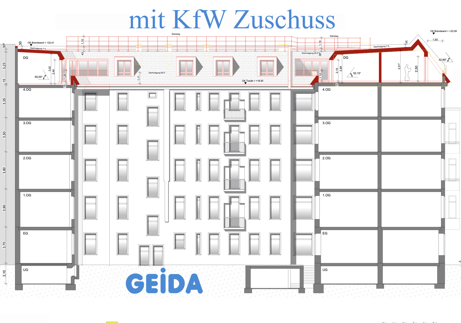 Dachausbau mit BAFA / KfW Zuschuss im Förderprogramm * Effizienzhaus 55 * und der 2.Rettungsweg über das Dach. GEIDA Projektentwicklung