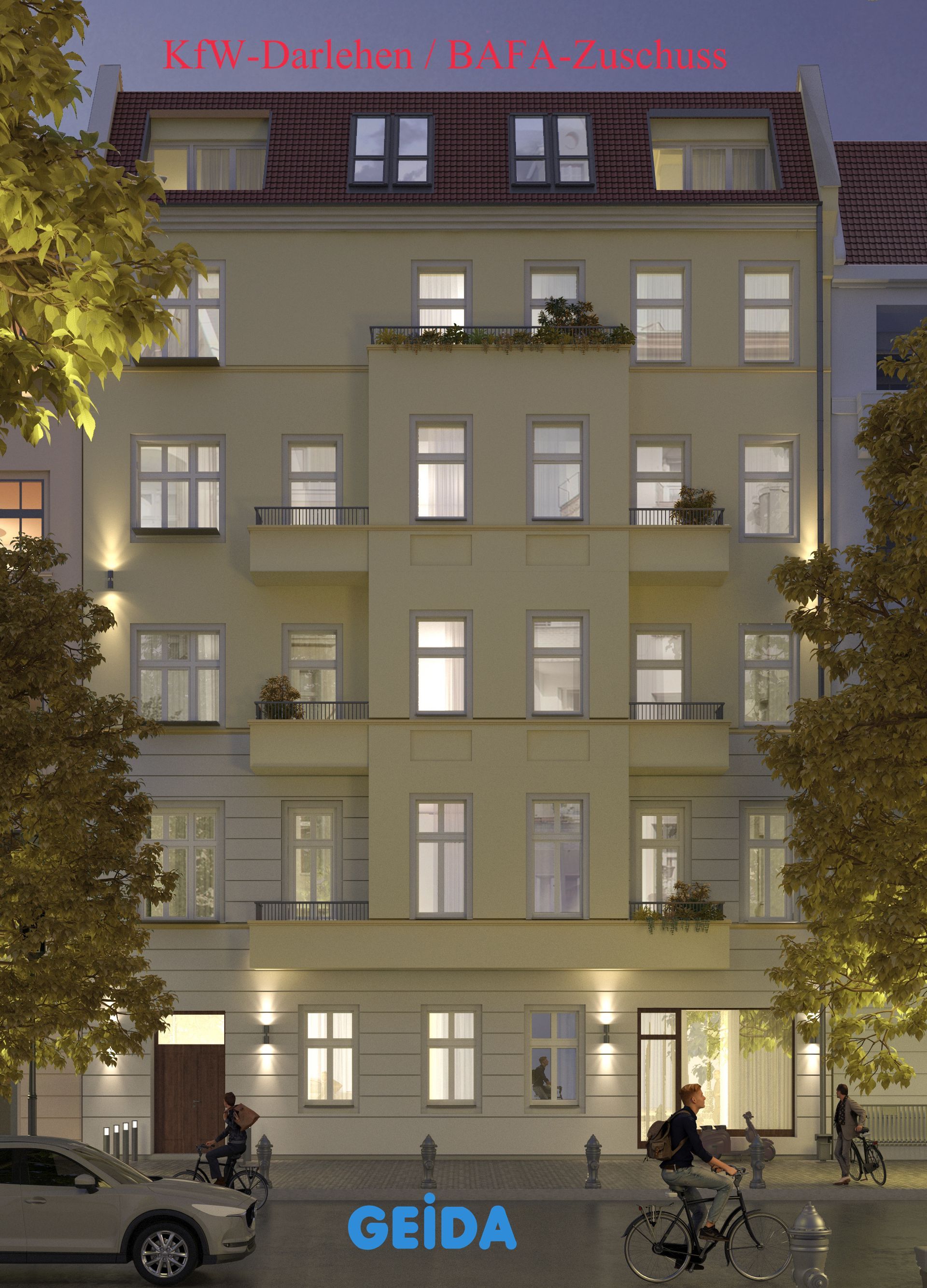 Im März 2022 bestätigte die KfW / BAFA die Förderung für den Dachausbau mit 3 Wohnungen in Berlin Charlottenburg im Förderprogramm * Effizienzhaus 55 *. GEIDA Projektentwicklung
