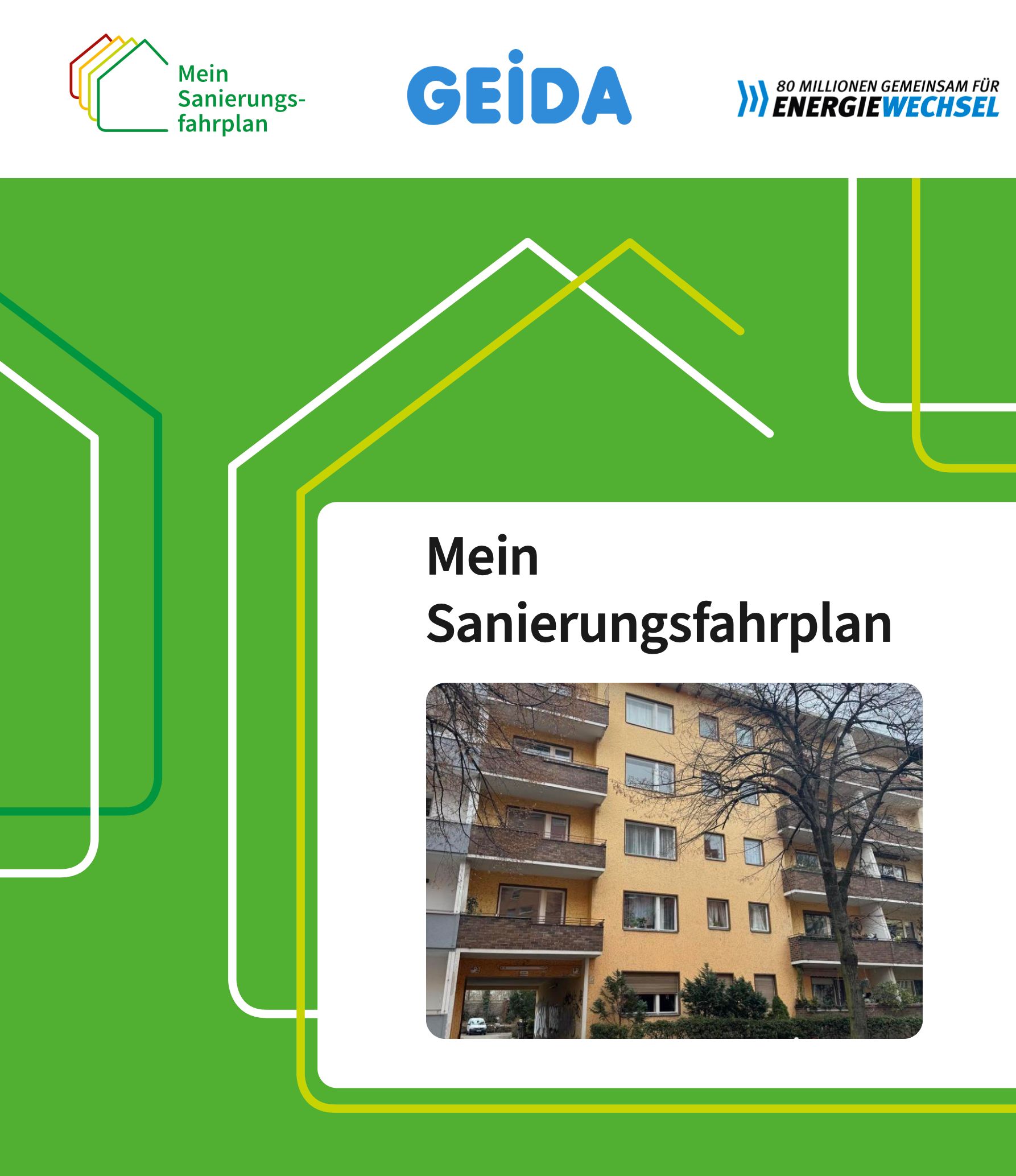 Die energetische Gebäudesanierung bei Wohngebäuden und Nichtwohngebäuden mit BAFA / KfW Zuschuss für Fassadendämmung, Wärmeschutzfenster und Austausch der Heizung startet mit dem individuellen Sanierungsfahrplan. GEIDA Projektentwicklung