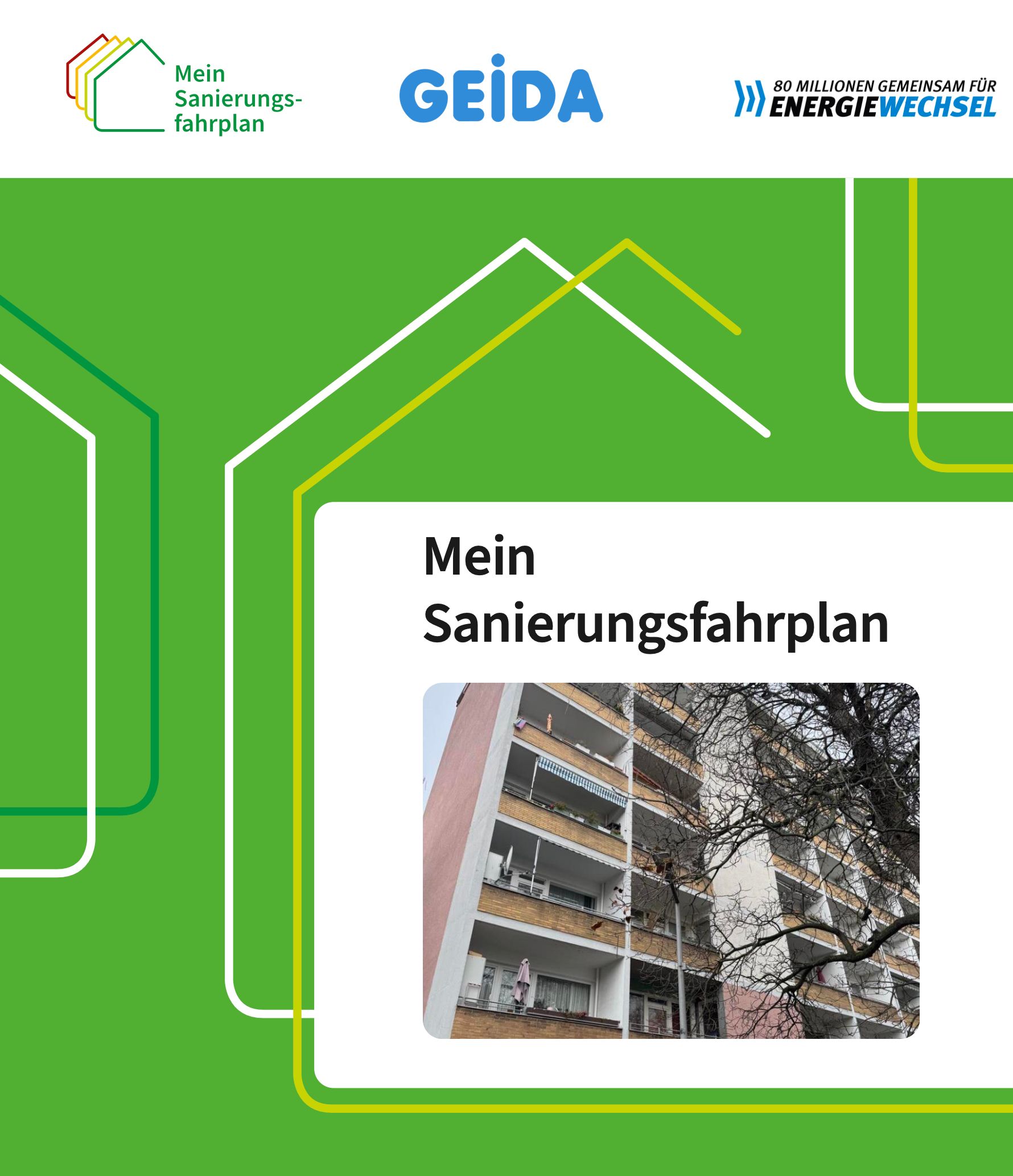 Die energetische Gebäudesanierung bei Wohngebäuden und Nichtwohngebäuden mit BAFA / KfW Zuschuss für Fassadendämmung, Wärmeschutzfenster und Austausch der Heizung startet mit dem individuellen Sanierungsfahrplan. GEIDA Projektentwicklung
