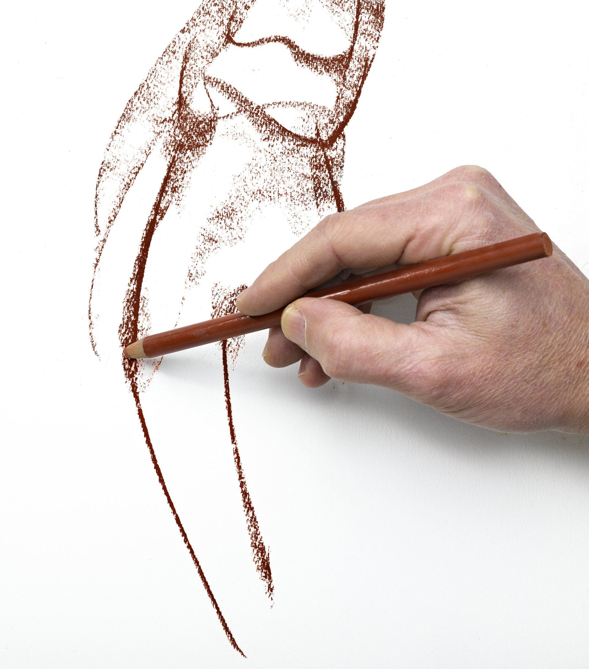 hand drawing with a sepia coloured pencil