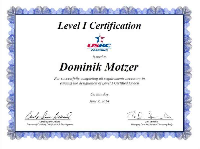 Zertifikat Bronze Coach Dominik Motzer