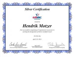 Zertifikat - Silver Certification Bowling Coach Hendrik Motzer