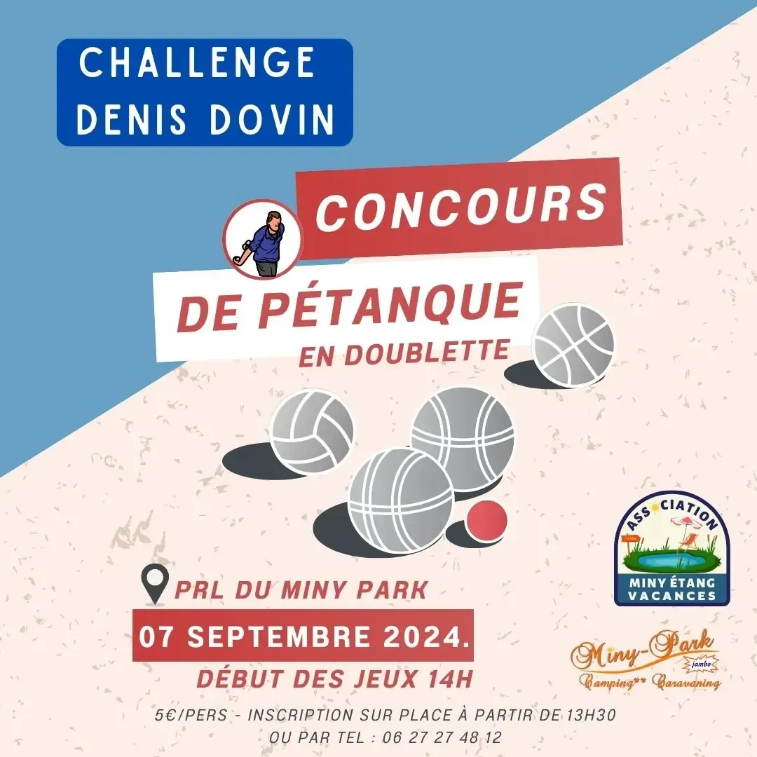 Inscription à 5 euros Concours de Pétanque au camping Minypark de Berck sur le 7 septembre