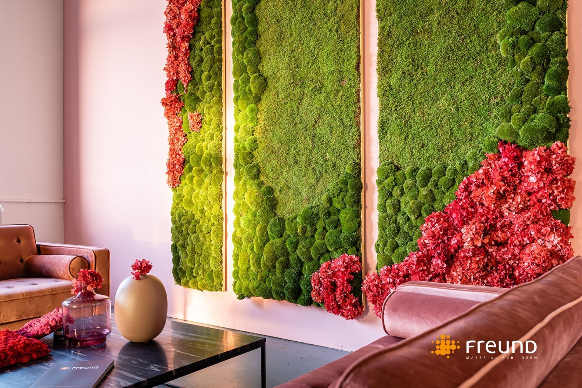 Moosbilder mit stabilisierten Pflanzen