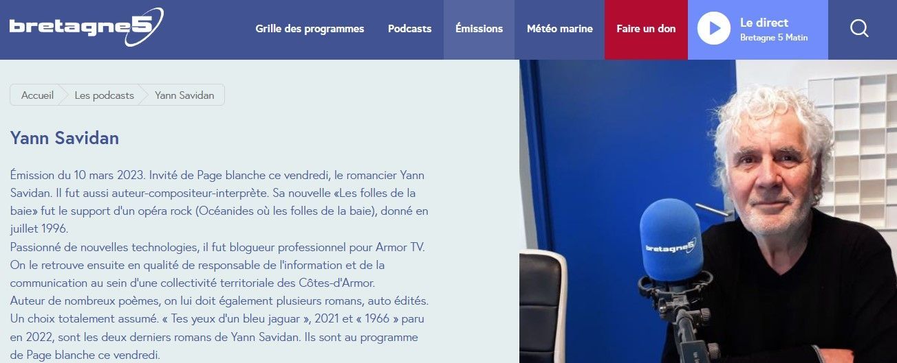Écouter le podcast Emission Page Blanche sur Bretagne 5