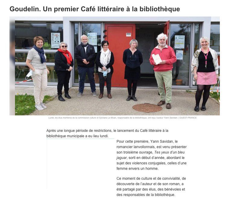 Le Télégramme Yann Savidan- Café Littéraire-Goudelin-Le Télégramme