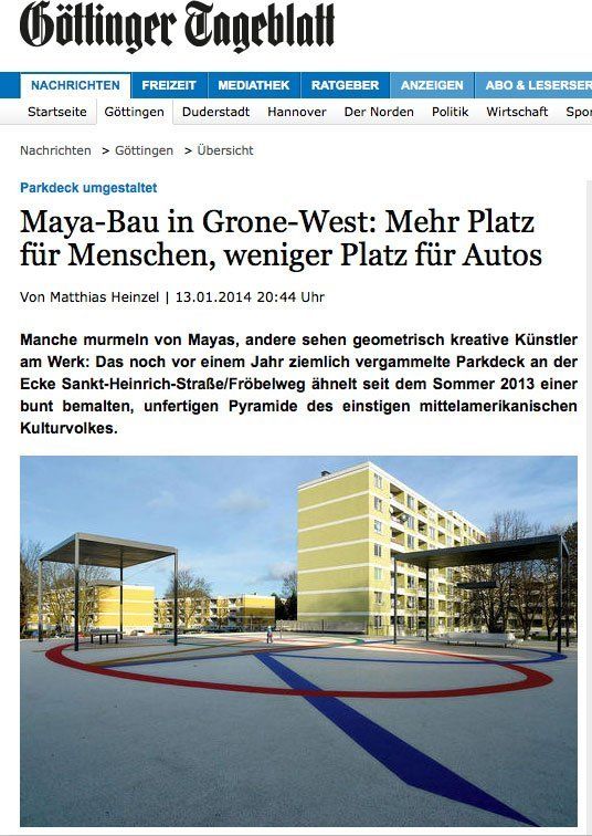 Göttinger Tageblatt vom 13.01.2014 - Maya-Bau in Grone-West: Mehr Platz für Menschen, weniger Platz für Autos - - Maya-Bau in Grone-West: Mehr Platz für Menschen, weniger Platz für Autos -