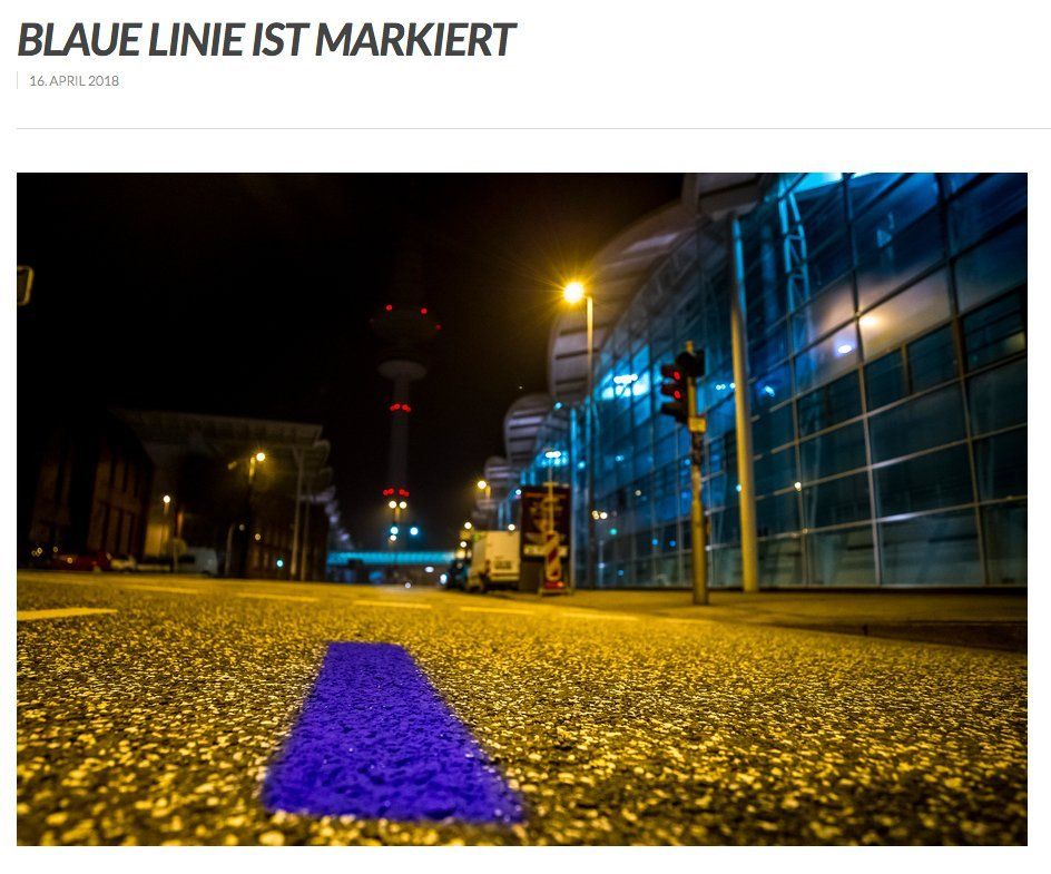 Blaue Linie für den HASPA Marathon Hamburg 2018 Blaue Linie für den HASPA Marathon Hamburg 2018