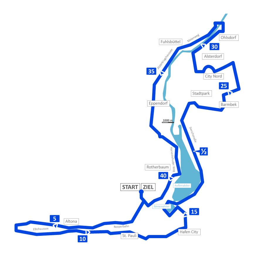 zur Blauen Linie für den Haspa Marathon 2021 Blaue Linie für den HASPA Marathon 2018