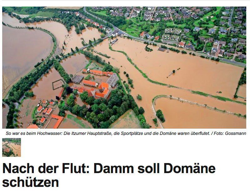 Luftbild Hochwasser Domäne Marienburg, Hildesheimer Allgemeine Zeitung