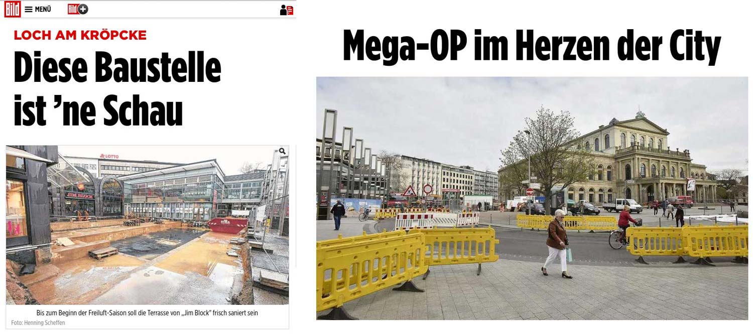 Das Sanierungsprojekt Ständehausstrasse in den Medien Bauwerksanierung am Kröpke in Hannover in den Medien