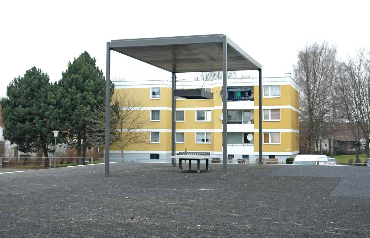 Bauphasen der Umgestaltung des Parkdecks zum Quartierplatz