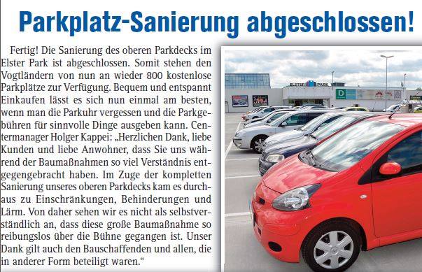 Parkplatz-Sanierung abgeschlossen! Parkplatz-Sanierung abgeschlossen!