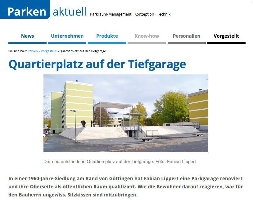Parken aktuell -Quartierplatz auf der Tiefgarage- -Quartierplatz auf der Tiefgarage-