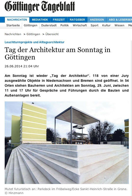 Göttinger Tageblatt vom 26.06.2014 - Tag der Architektur - Göttinger Tageblatt vom 26.06.2014 - Tag der Architektur -