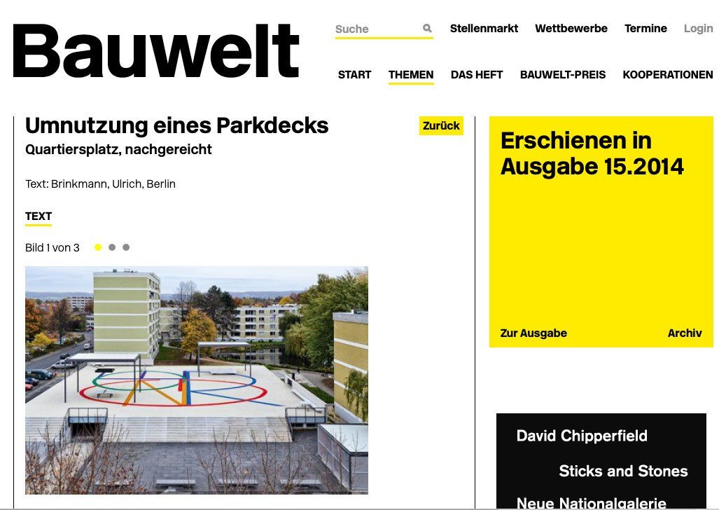 Bauwelt - Umnutzung eines Parkdecks - Quartierplatz nachgereicht Bauwelt - Umnutzung eines Parkdecks - Quartierplatz nachgereicht