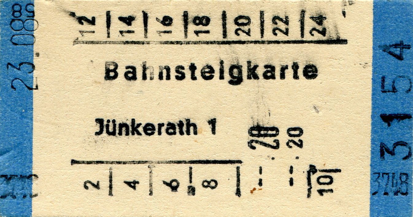 Bahnsteigkarte aus dem Bahnhof Jünkerath