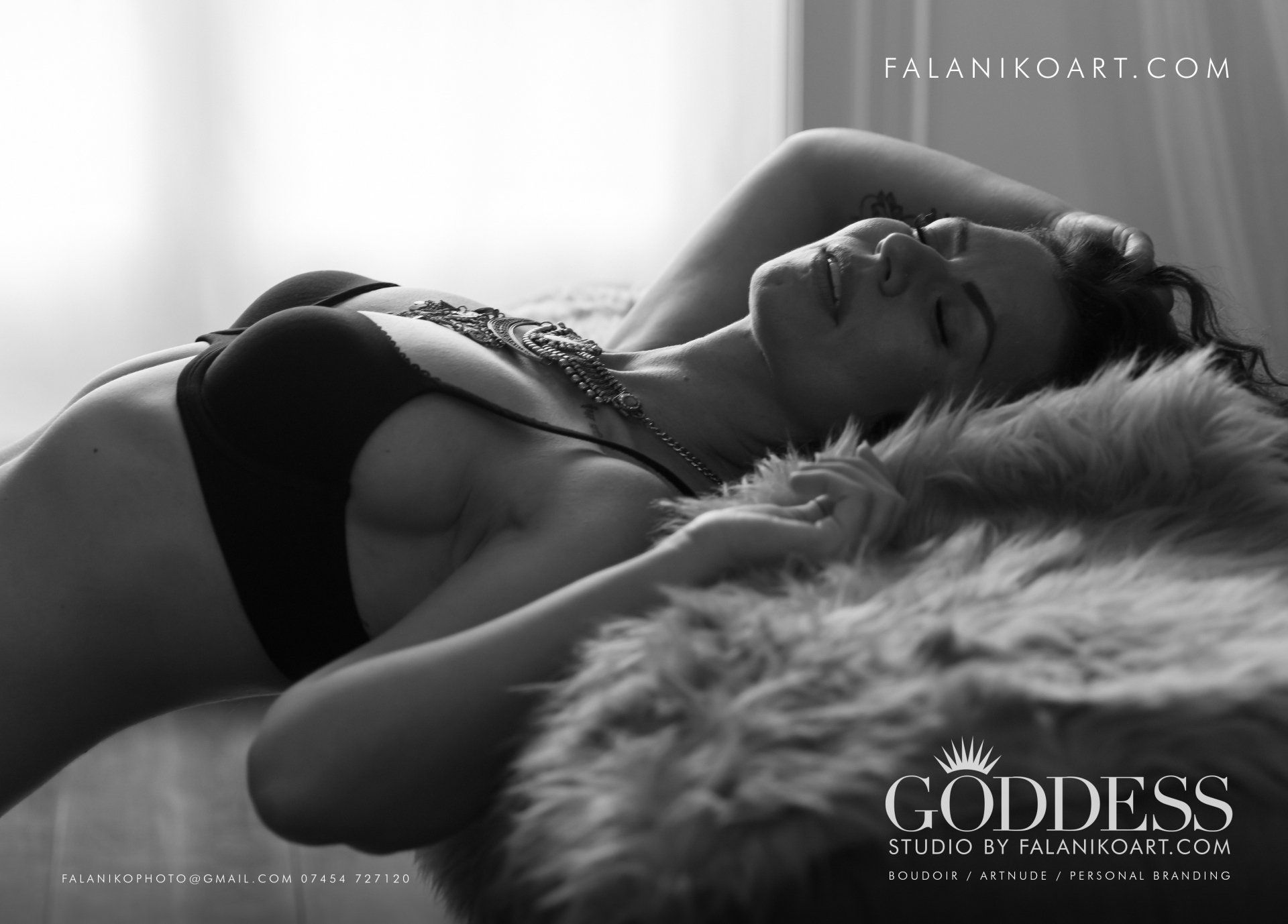 Beautiful woman in lingerie in a london boudoir studio