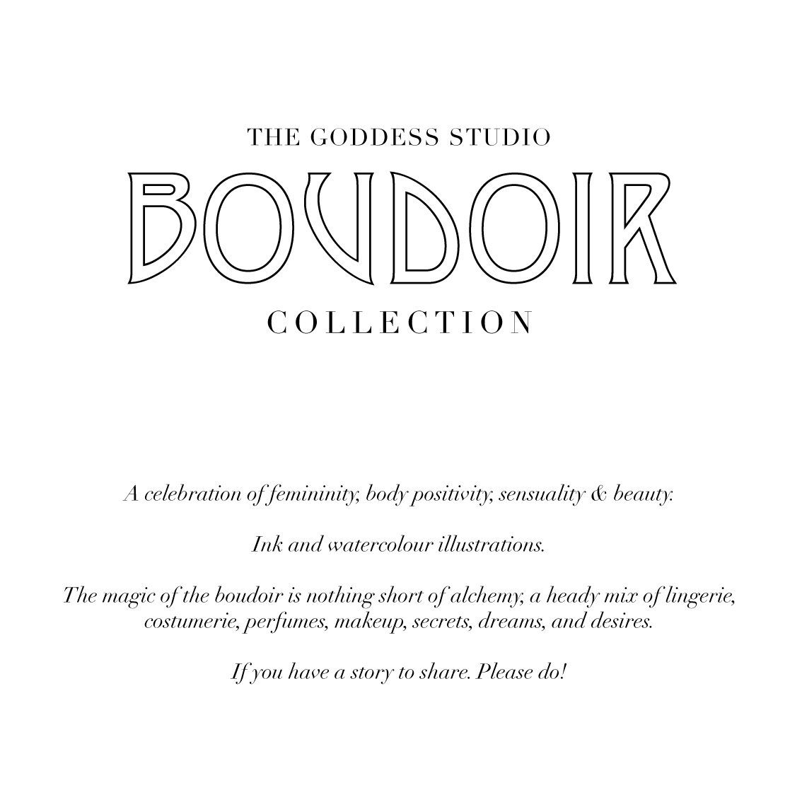 Text signage about our boudoir-inspired art