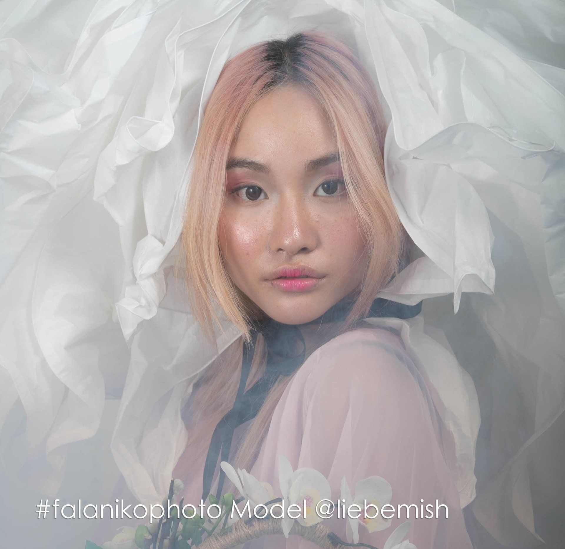 A young asian woman in a beautiful dress, fashion beautiful dress photography no retouching no editing