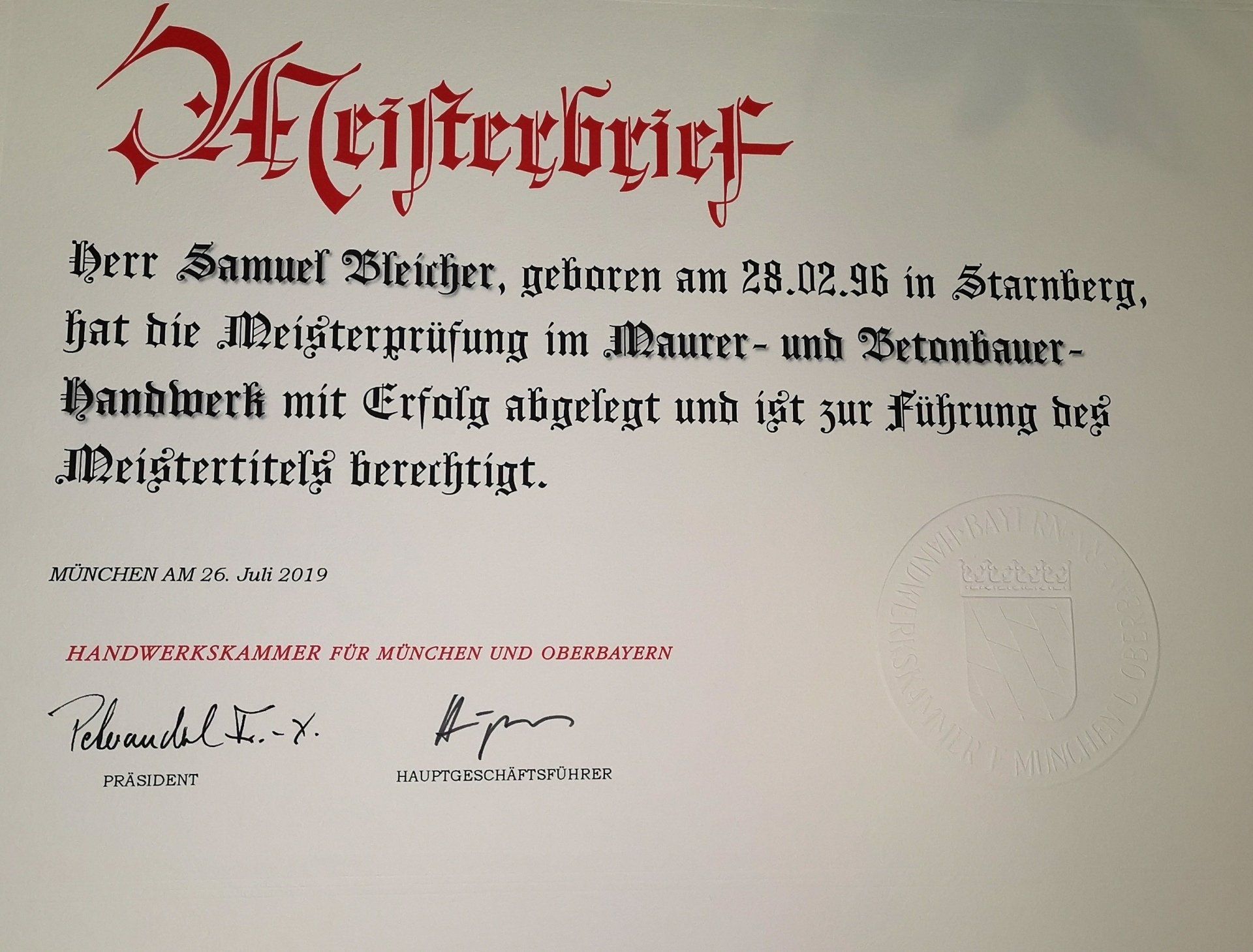 Bleicherbau Meisterbrief Profi