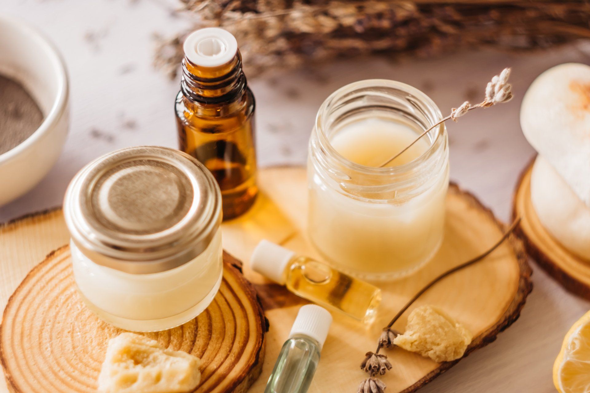beeswax candles and honey